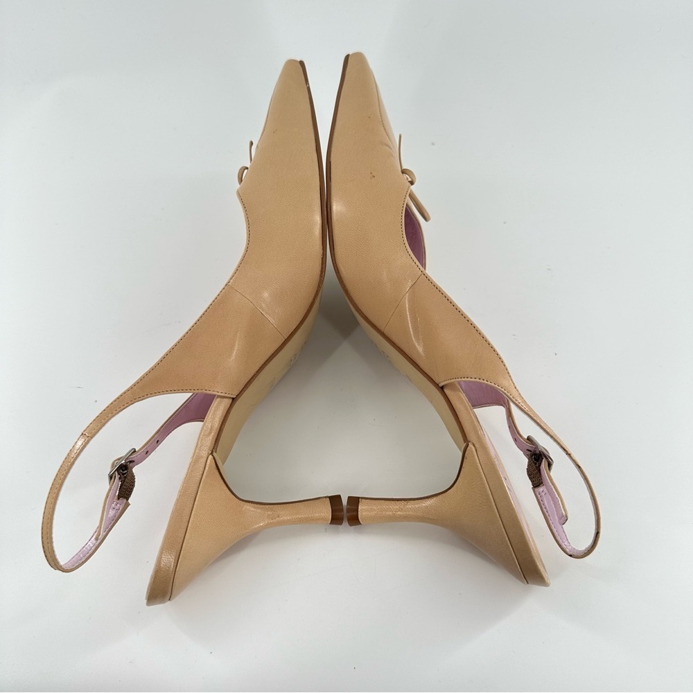 Gianni Bini womens heels size 7.5 tan leather pointy toe career old money - Picture 7 of 14